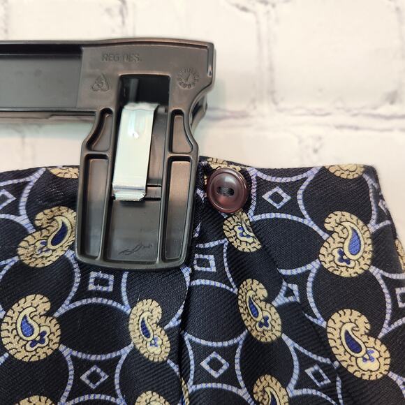 NWT Casual Corner Navy Geometric 100% Silk Navy Paisley Wrap Skirt Women's 12 - Picture 7 of 9